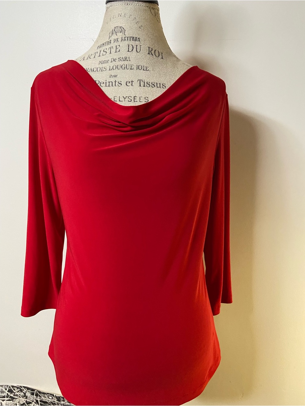Harve Benard Red Drape Neck Blouse